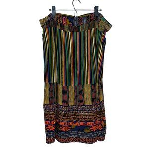 Vintage T.D. Sport 1990s Plus Size Midi Skirt Multi Color Stripe Woman's Size 24